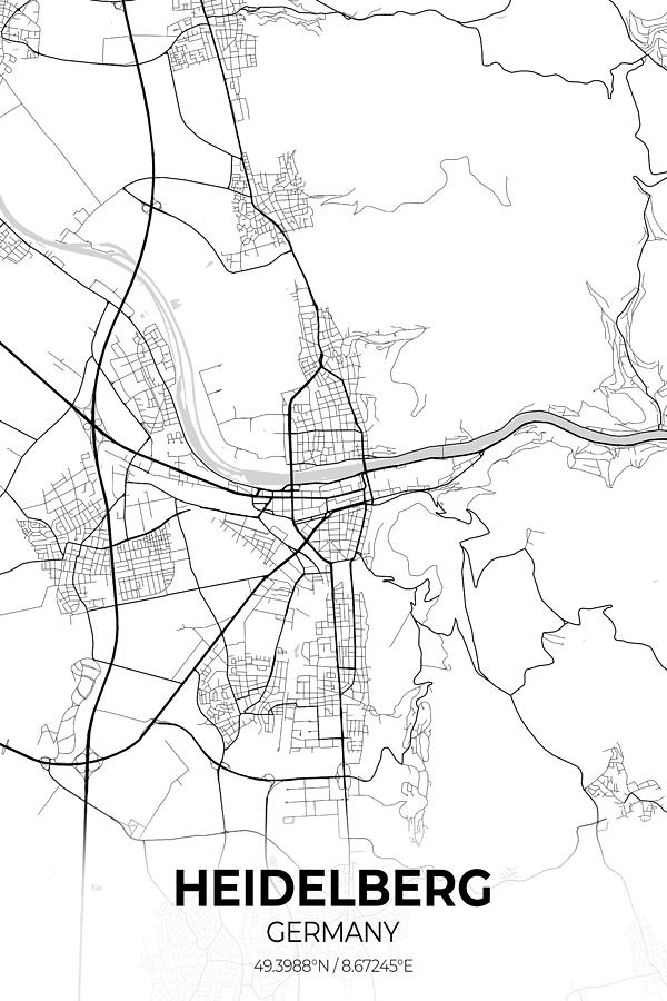 Heidelberg Germany City Map Digital Art by Artgenik Official - Fine Art ...