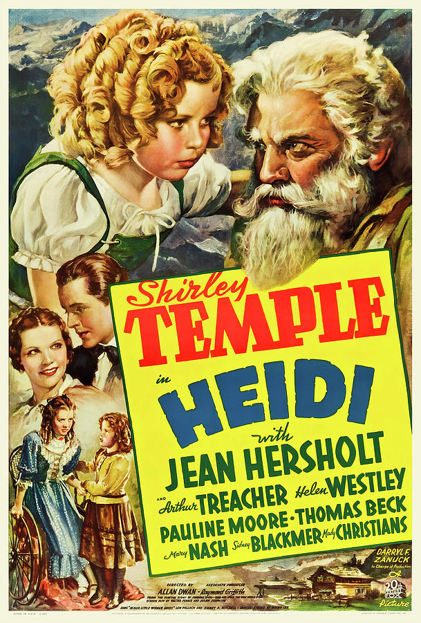 Shirley Temple Mixed Media - Heidi, with Shirley Temple, 1937 by Movie World Posters