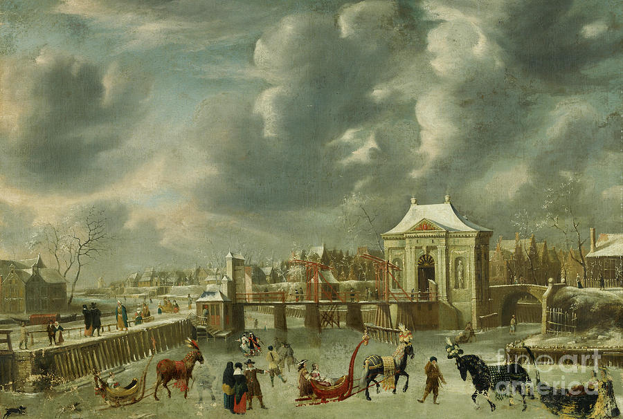Heiligewegspoort in winter Painting by Jan Abrahamsz Beerstraten