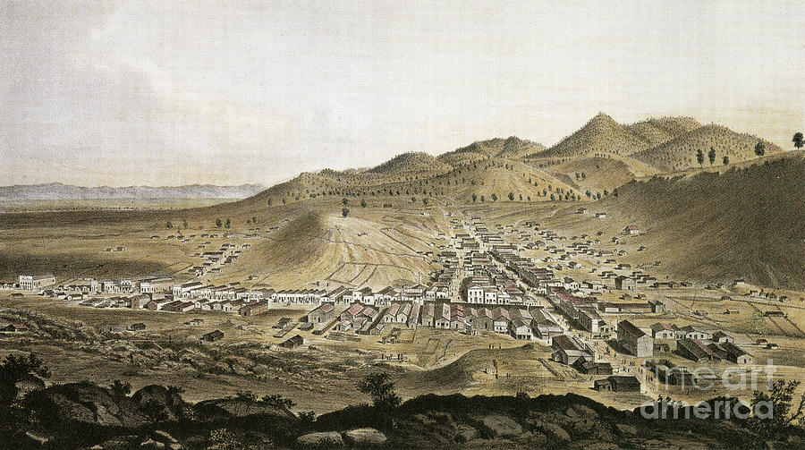 Helena, Montana, 1865 Drawing by Gustave R Bechler
