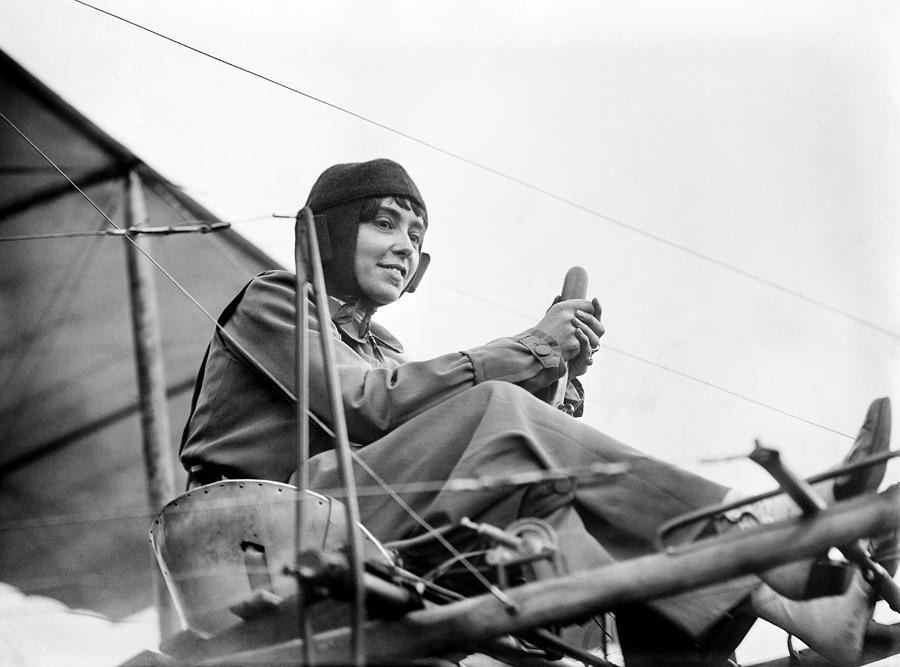 Helene Dutrieu In Her Airplane - 1911 Photograph by War Is Hell Store