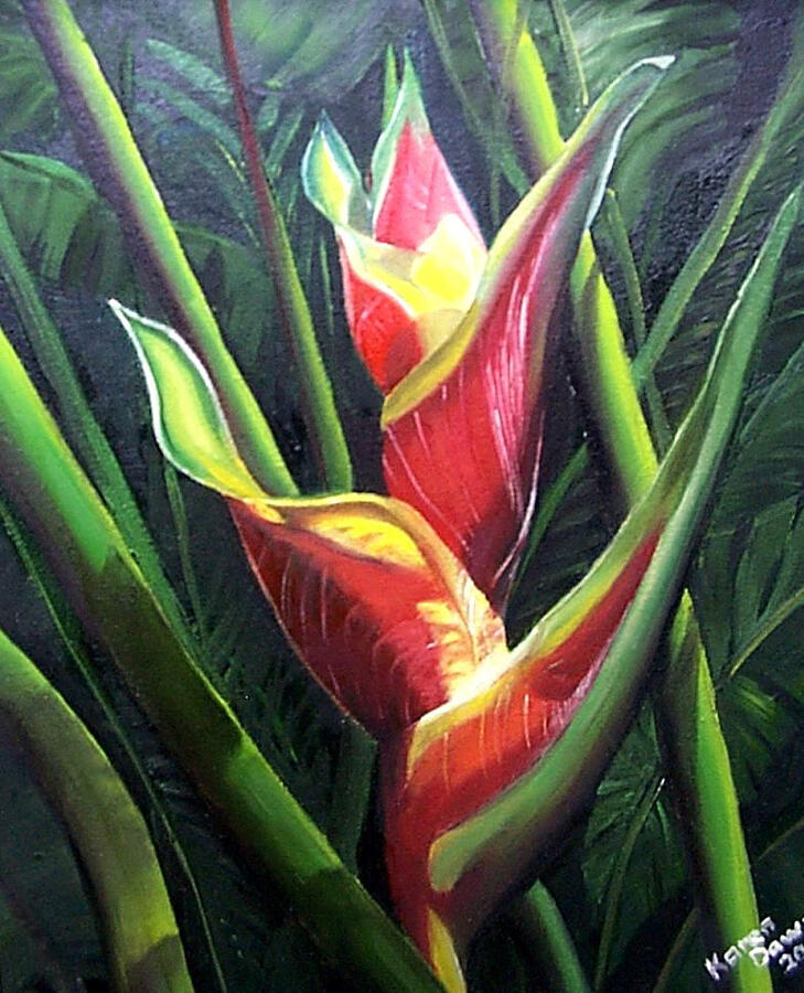 Heliconia Painting by Karin Dawn Kelshall- Best Heliconia Painting by Karin Dawn Kelshall- Best