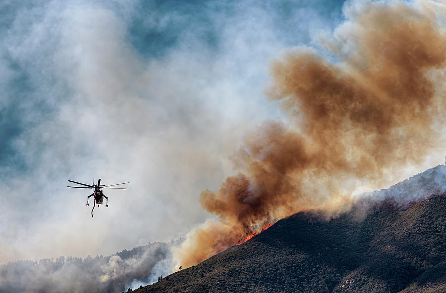 Helicoper working the Telegraph Forest Fire near Globe AZ Photograph by Dave Dilli