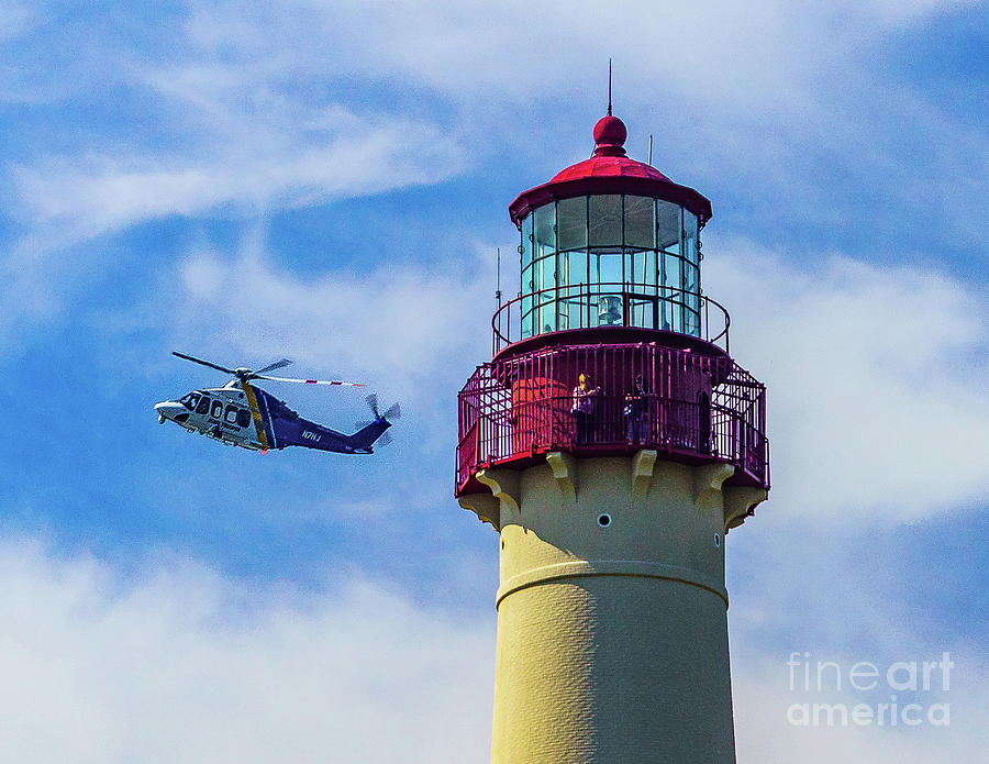 Helicopter at the Cape May Light Photograph by Nick Zelinsky Jr