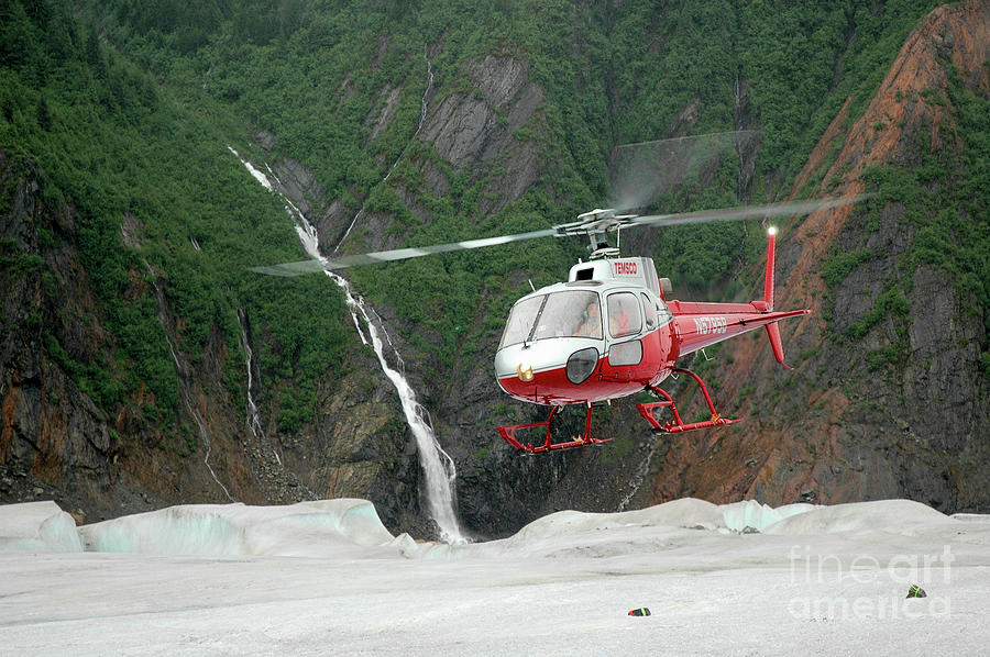 Helicopter Landing At Mendenhall Glacier In Alaska Photograph