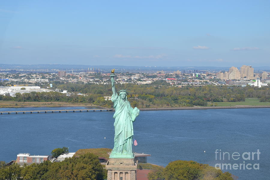 Helicopter View of the Statue of Liberty Photograph by Barbra Telfer