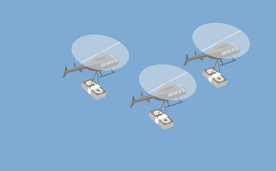 Helicopters with cash stacks Drawing by Mathisworks