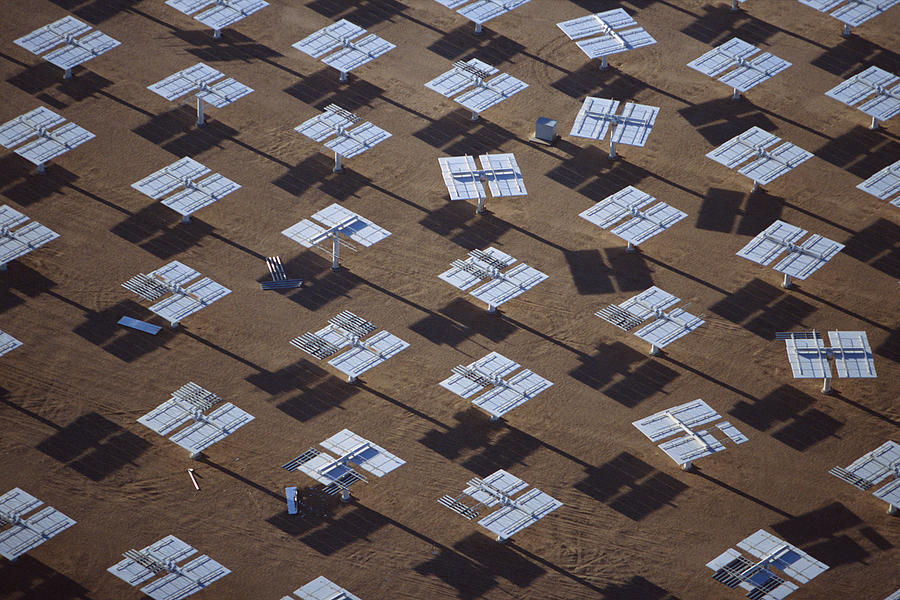 Heliostat mirrors at solar power plant , Daggett , California Photograph by Comstock Images