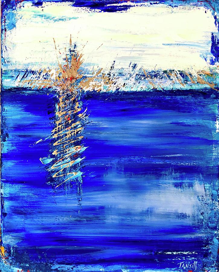 Abstract Painting - Helix in Blue by Tansill Stough