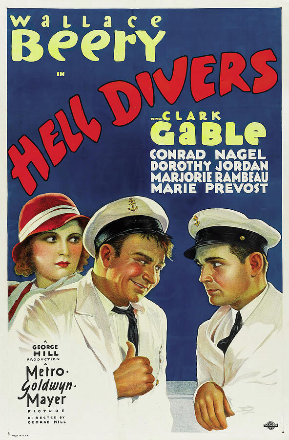 Hell Divers 2, with Wallace Beery and Clark Gable, 1932 Mixed Media by Movie World Posters