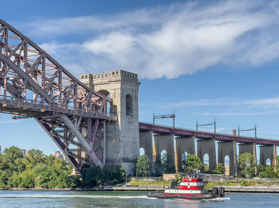 Hell Gate and Red White Tug Photograph by Cate Franklyn