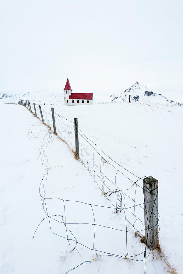 Winter Photograph - Hellnar Church, Iceland by Peter OReilly