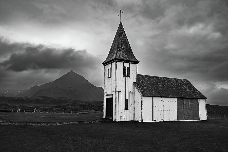 Hellnarkirkja Church in Iceland Black and White Photograph by Matthias Hauser Hellnarkirkja Church in Iceland Black and White Photograph by Matthias Hauser