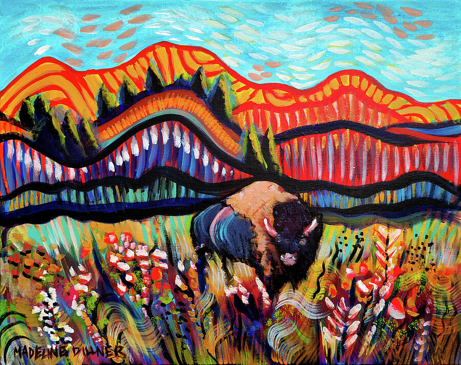 Yellowstone National Park Painting - Hello, Good Bison by Madeline Dillner