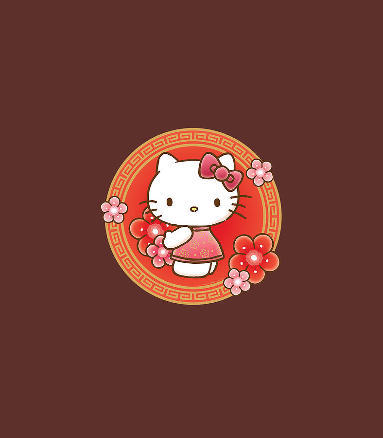 Hello Kitty Lunar New Year Flowers Digital Art by Omer Meggy Fine Art