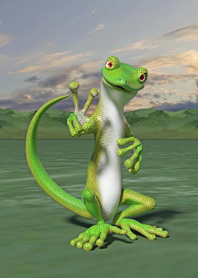 Hello Peace Gecko Digital Art