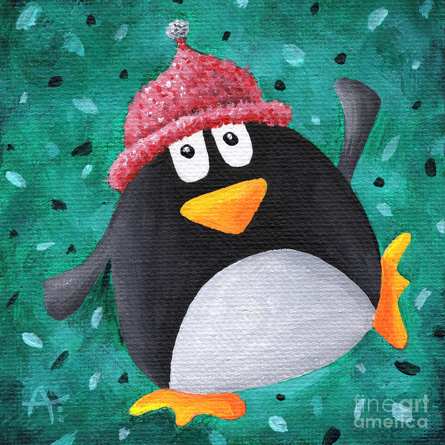 Hello Penguin Painting by Annie Troe