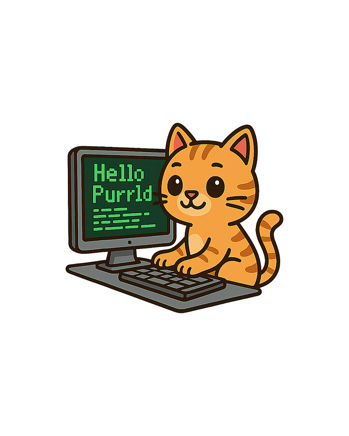 Hello Purrld Funny Coder Cat Coding Programmer Digital Art by Zyneu ...