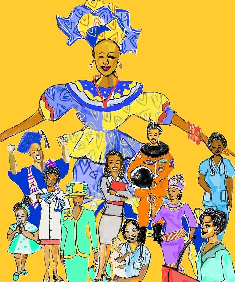 Hello Queen Illustration - THE QUEENS GATHER Drawing by Sala Adenike