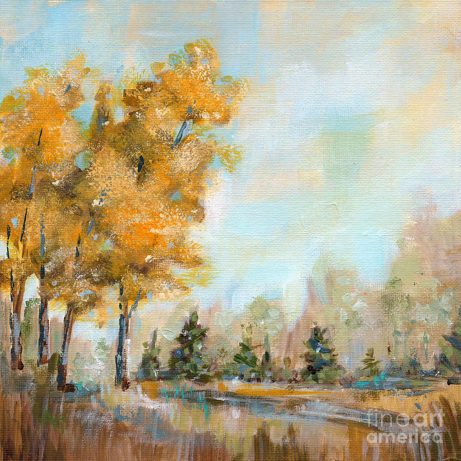 Hello Yellow - Fall landscape painting Painting by Annie Troe