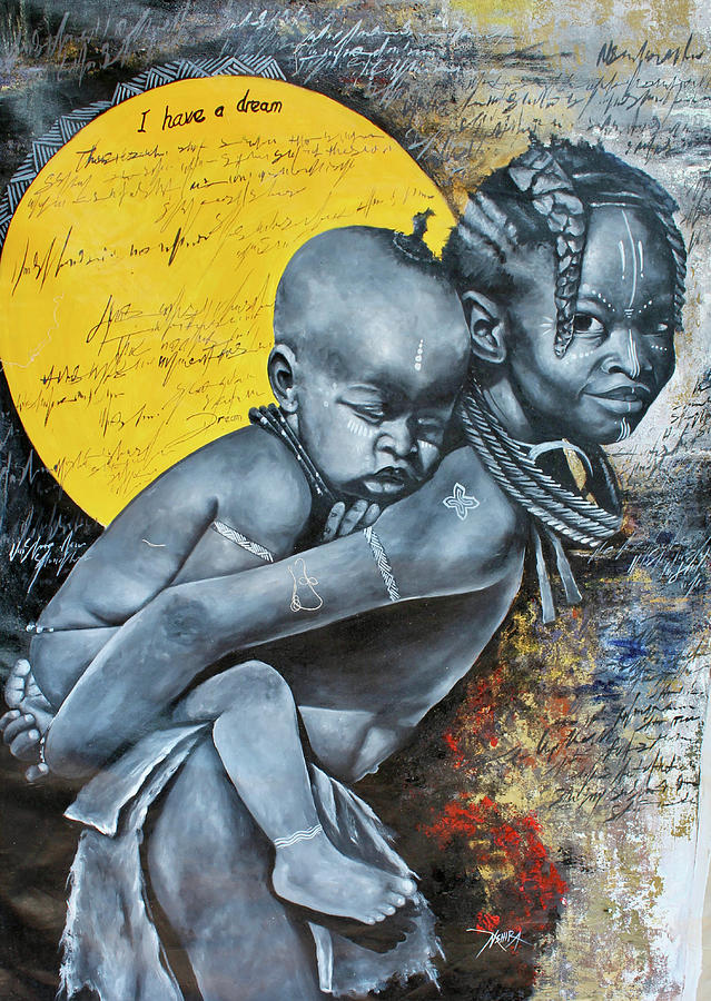 Helping Mom Painting by Daniel Nshira Akortia