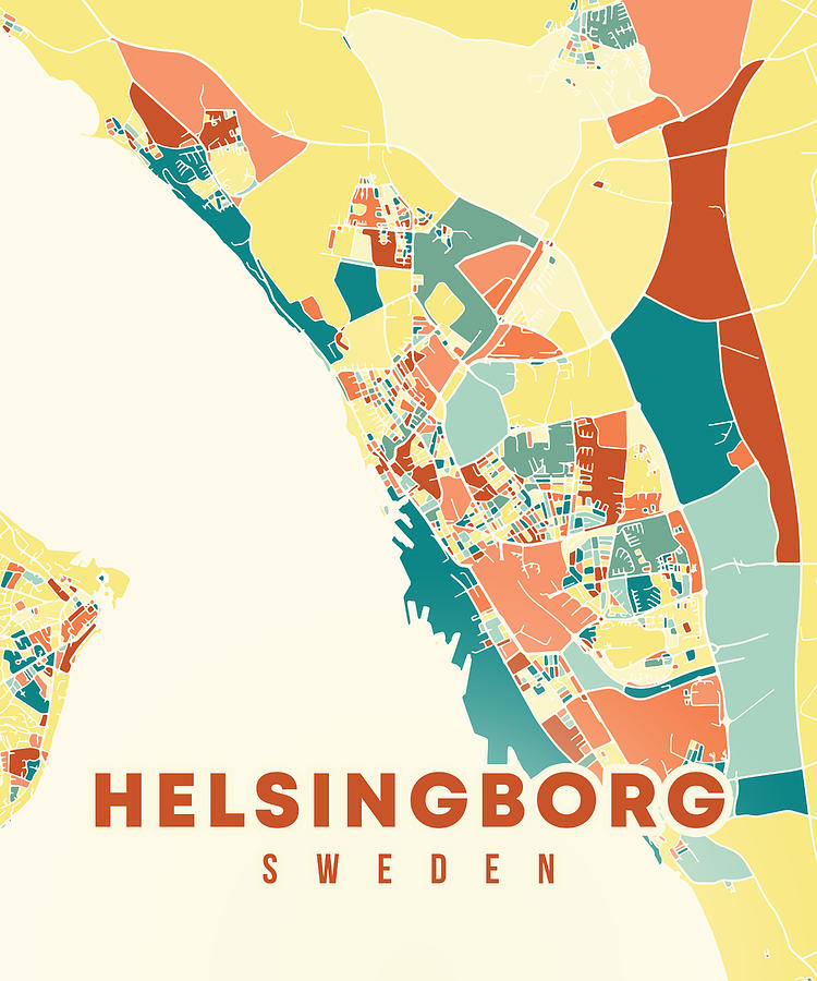 Helsingborg Sweden Map Digital Art by Alexandru Chirila | Pixels