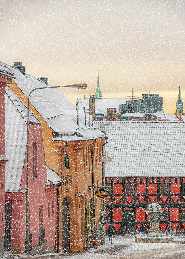 Christmas Photograph - Helsingborg Wintry Old Town by Antony McAulay