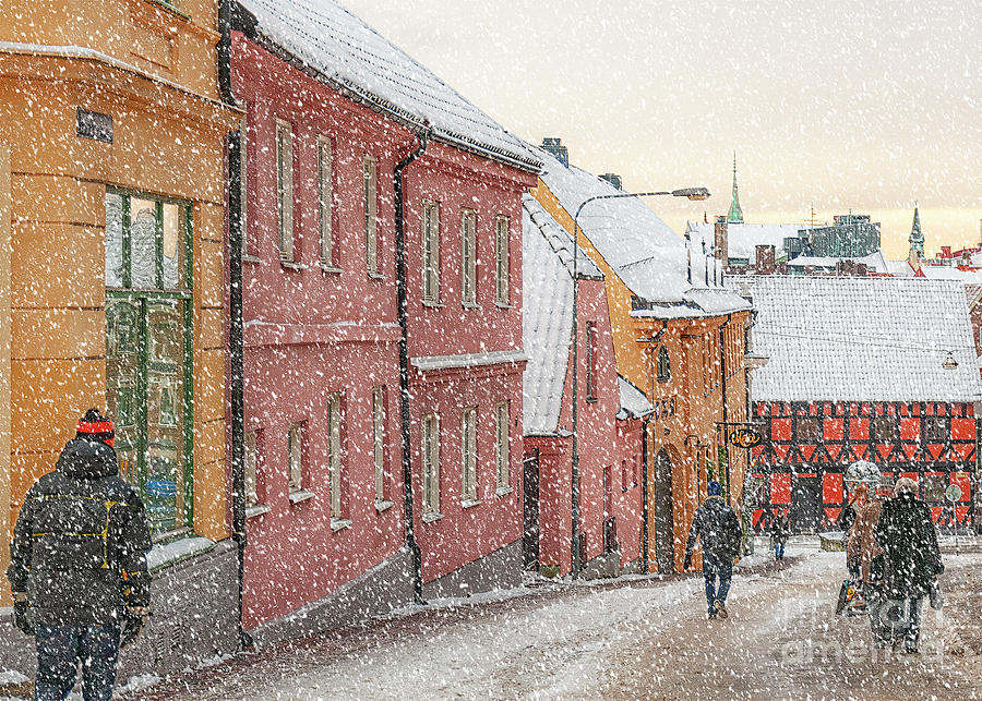 Christmas Photograph - Helsingborg Wintry Old Town Streets by Antony McAulay
