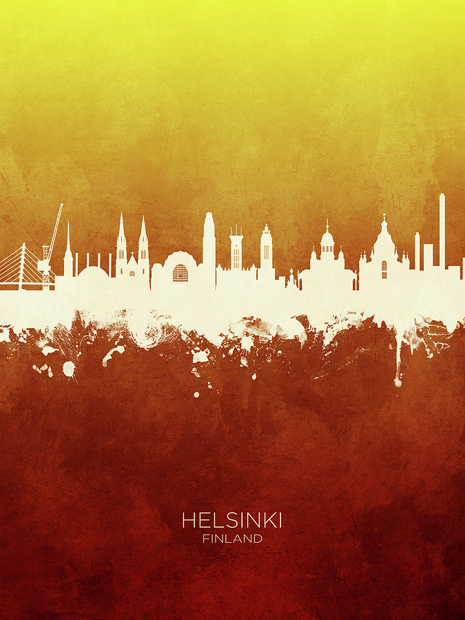 Skyline Digital Art - Helsinki Finland Skyline #78 by Michael Tompsett