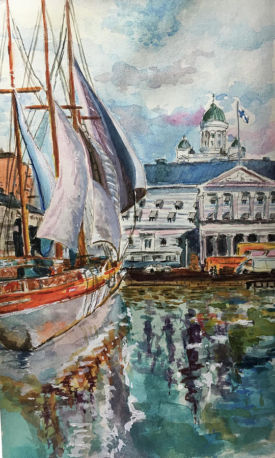 Helsinki Harbor Painting by Tracy Hutchinson