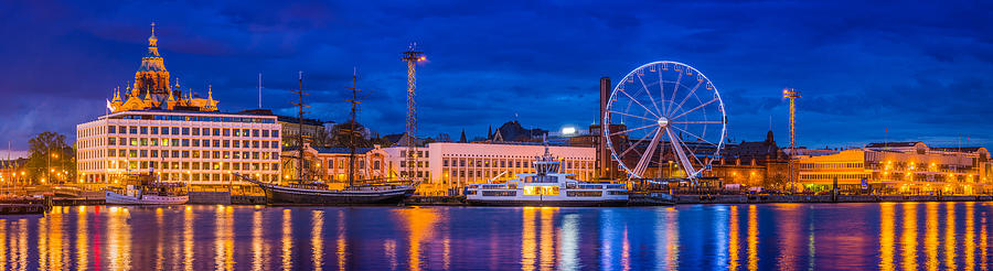 Helsinki harbour waterfront panorama Uspenski Cathedral and ferris wheel Finland Photograph by fotoVoyager