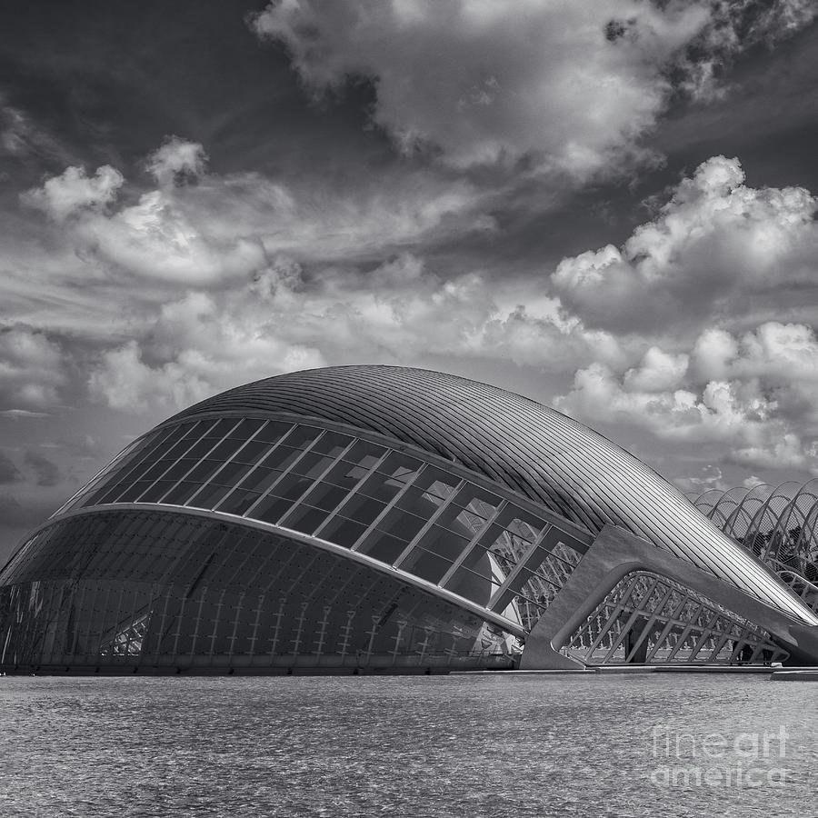 Hemispheric IMAX Theatre, City of Arts and Sciences, Valencia - BW Photograph by Philip Preston