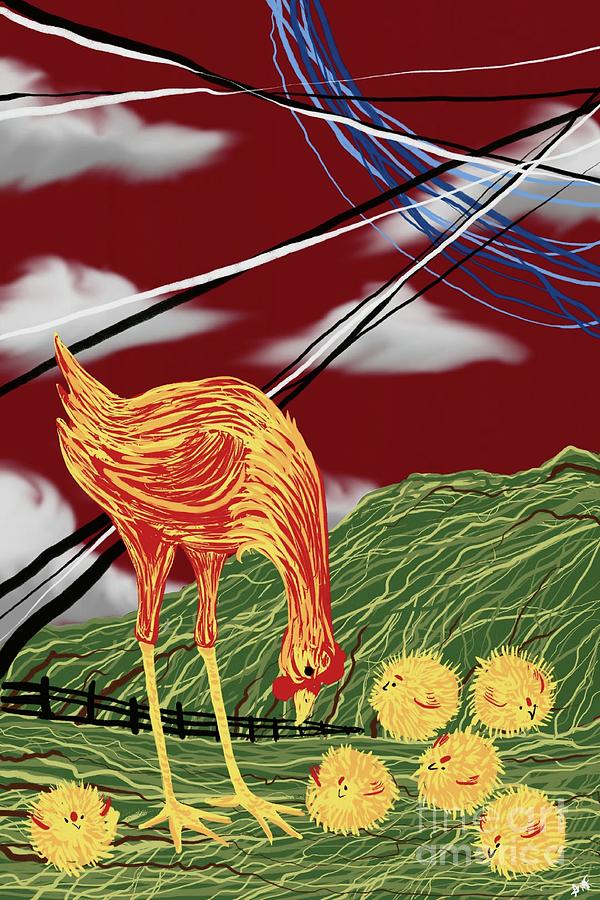 Hen and Her Peeps Digital Art by Angrulla MF