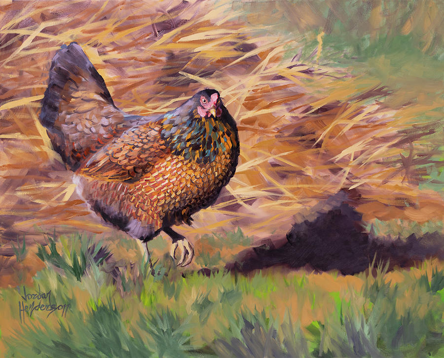 Hen by the Compost Pile Painting by Jordan Henderson