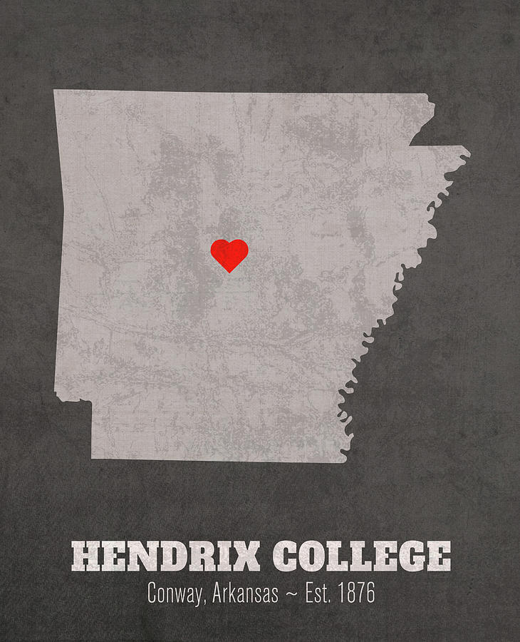 Hendrix College Conway Arkansas Founded Date Heart Map Mixed Media By