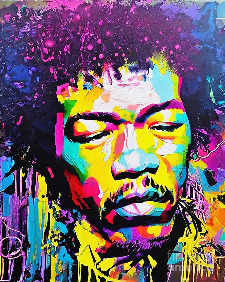 Hendrix Jimi Abstract Art Mixed Media by Lisa Von - Fine Art America