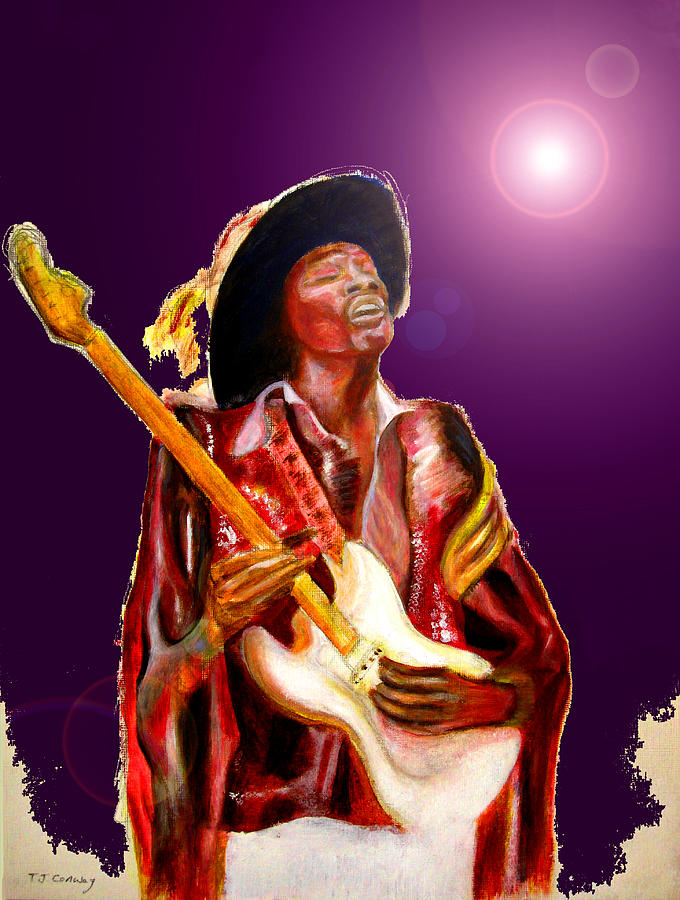 Hendrix variations in purple Painting by Tom Conway