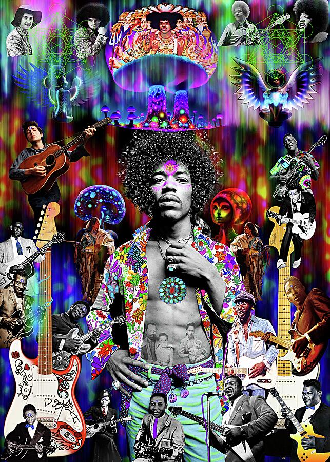 Hendrix Voodoo Chile Roots Mixed Media by Myztico Campo