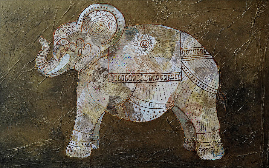 Elephant Painting - Henna Elephant by Shadia Derbyshire
