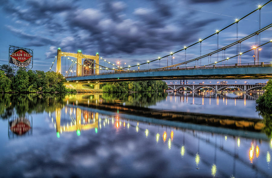 Minneapolis Photograph - Hennepin ave bridge Minneapolis by Paul Domsten
