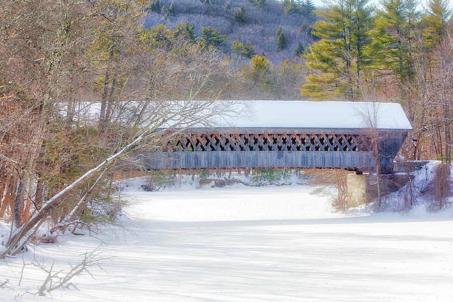 Henniker Covered Bridge New Hampshire Winter Photograph by Juergen Roth