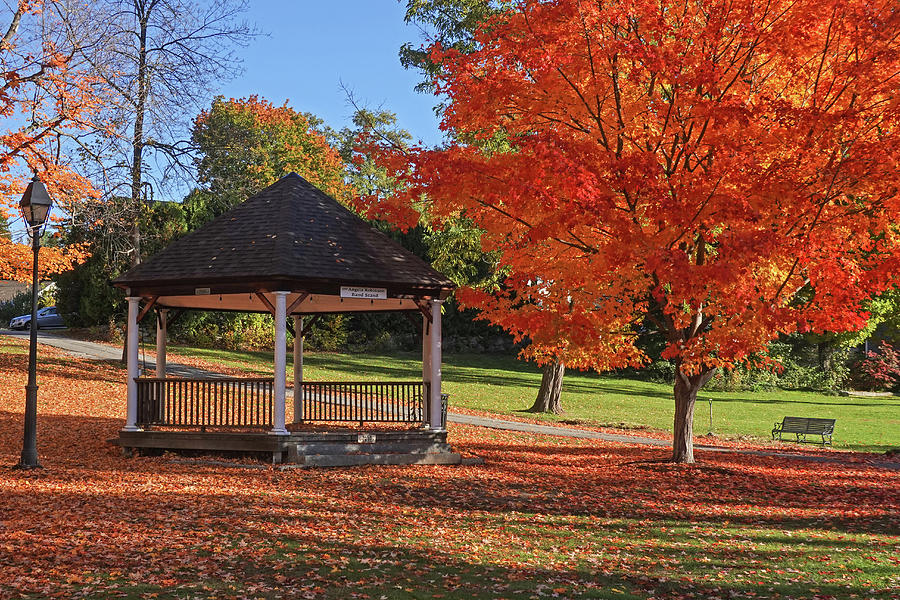 Henniker NH Angela Robinson Bandstand and Beautiful Fall Foliage Photograph by Toby McGuire