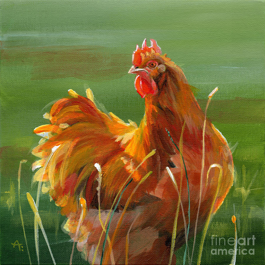 Henny Penny - chicken painting Painting by Annie Troe