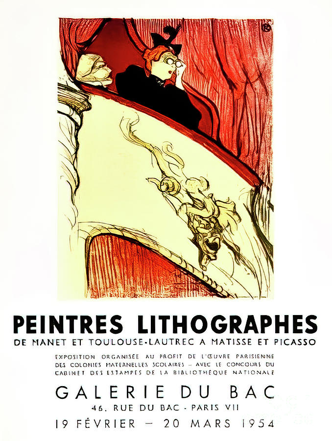 Henri De Toulouse Lautrec Art Gallery Poster Paris 1954 Drawing By