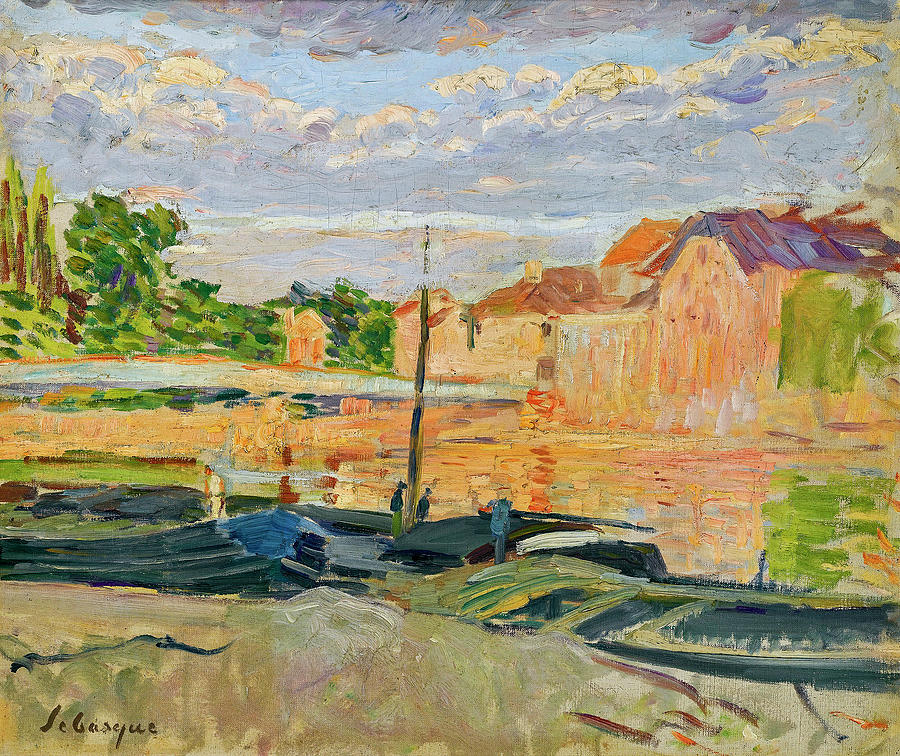 Henri Lebasque 1865 1937 PENICHES AT THE EDGE OF THE MARNE Painting by Artistic Rifki