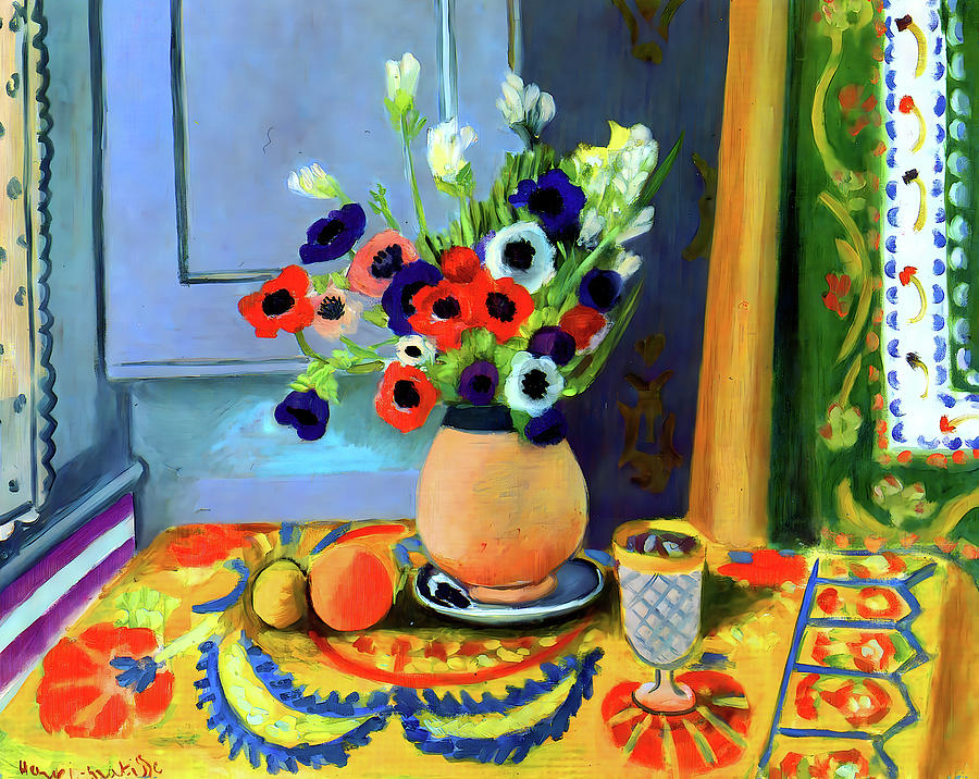 Henri Matisse Painting - Henri Matisse - Anemones in an Earthenware Vase by Jon Baran