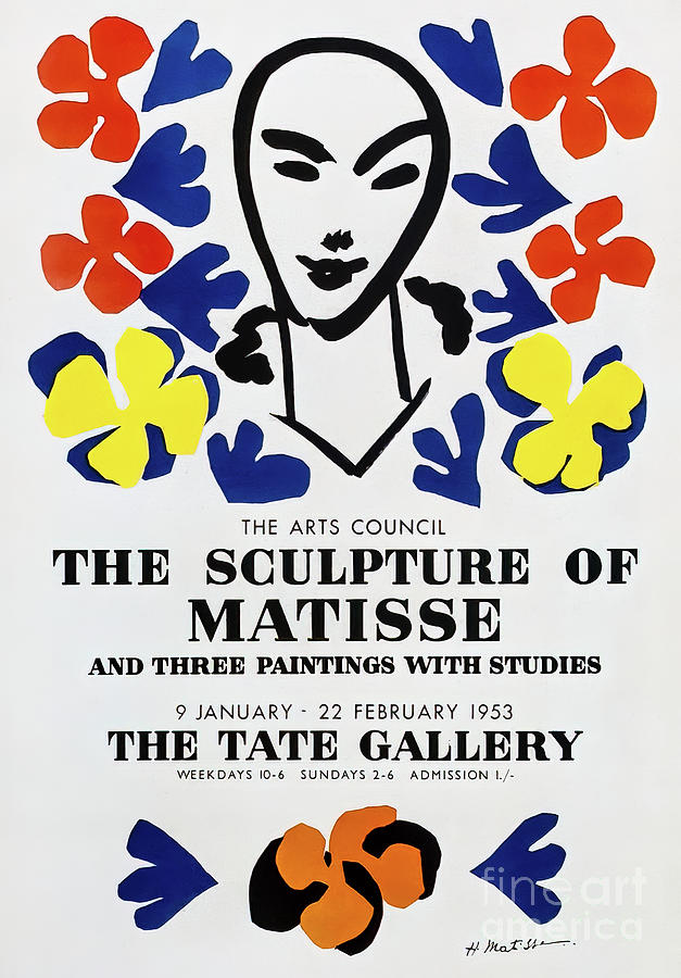 Henri Matisse Tate Gallery Poster London 1953 Drawing by Henri Matisse