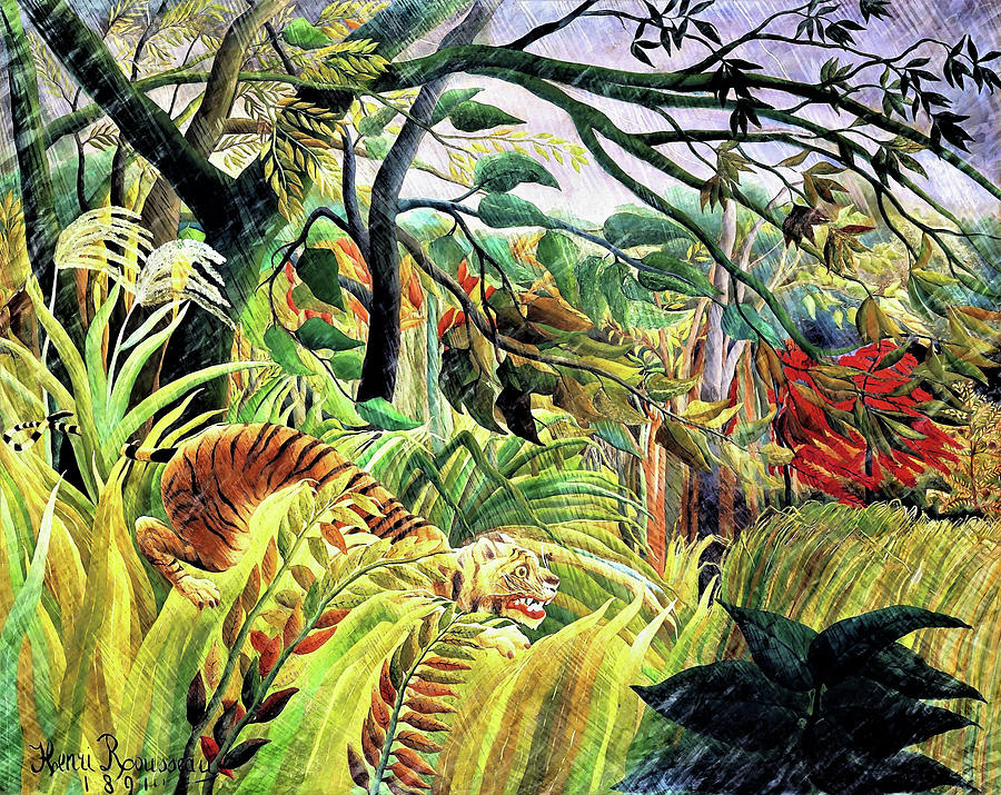 Henri Rousseau - Tiger in a Tropical Storm - Windstorm Remake Art ...