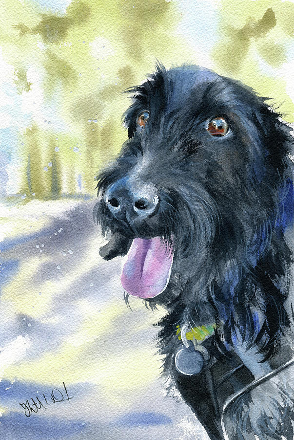 Henry Black Dog Painting Painting by Dora Hathazi Mendes