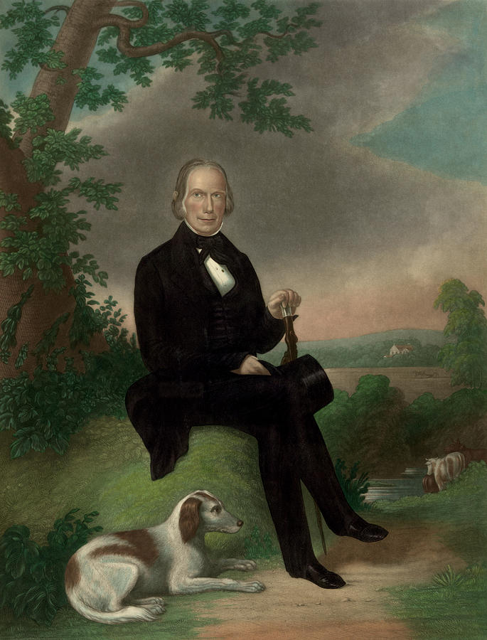 Henry Clay And His Dog Portrait Painting